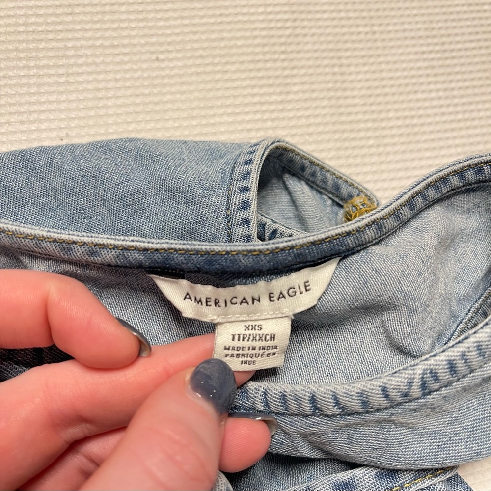 Womens xxsmall American Eagle‎ denim blue jean crop top mini tank top - Picture 5 of 6